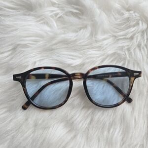 Tortoise Shell Sunglasses with Blue Lenses